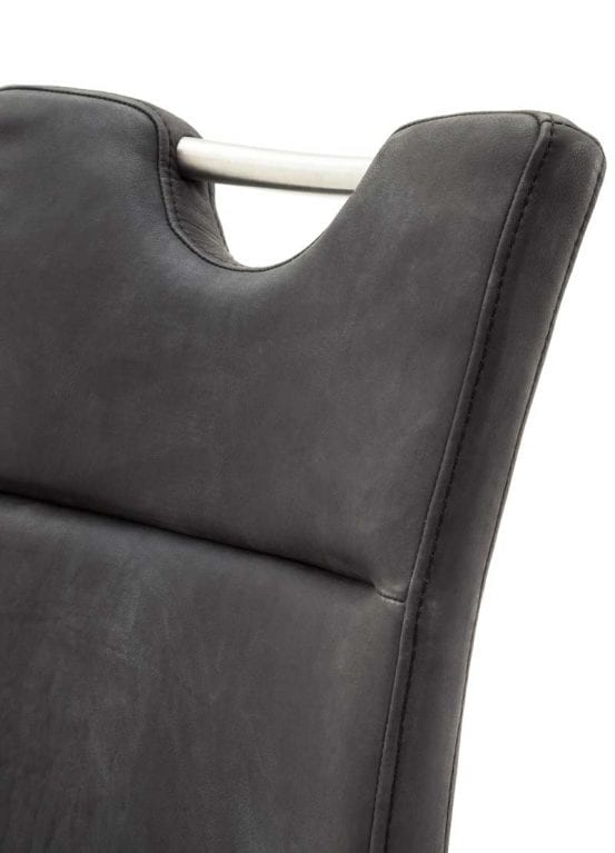 Edelstahl Griff an der Rückenlehne des Freischwingerstuhls Zagreb