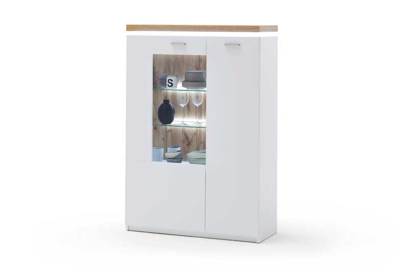 Highboard der Wohnwand Cali von MCA in weiss mit Wotan Eiche Holz