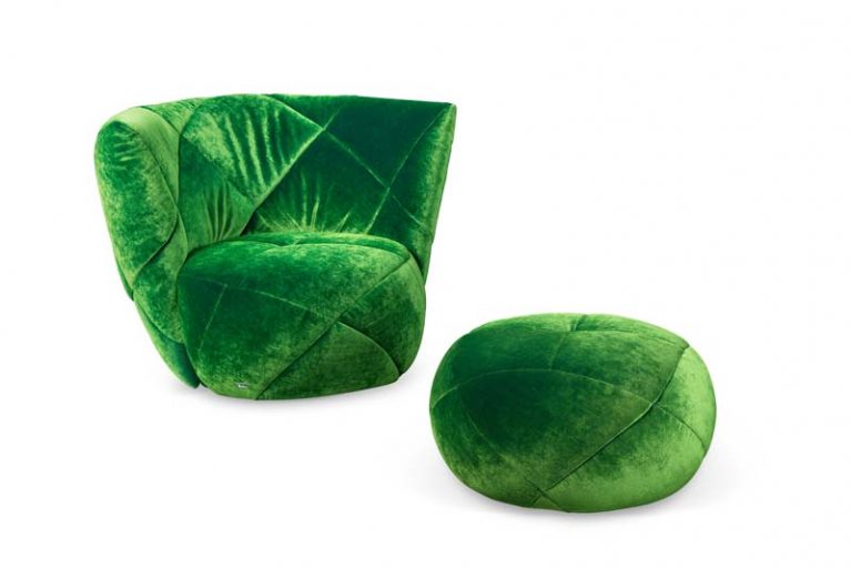 Teratai Bretz Sessel in Grün mit Ottoman