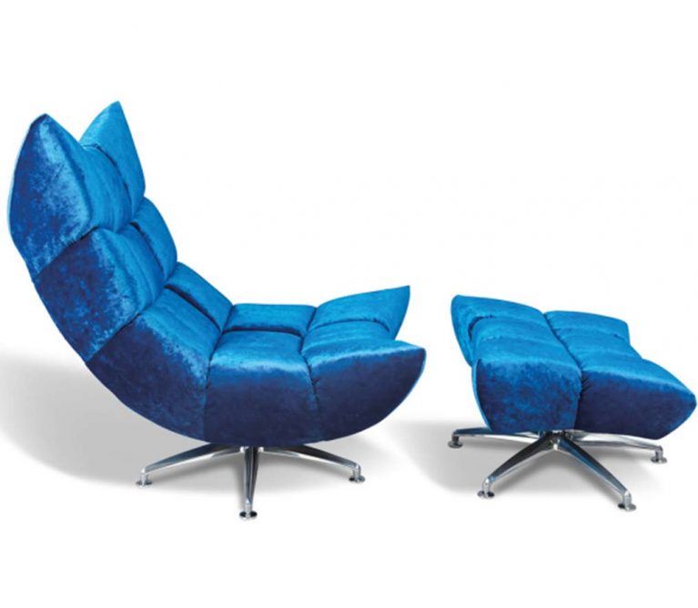 Hangout Bretz Sessel mit Ottoman in blau