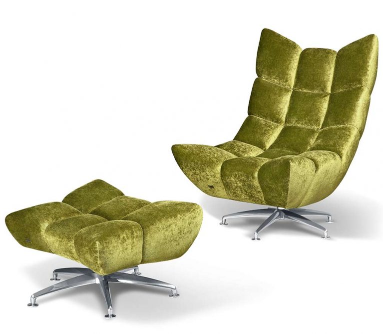 Hangout Bretz Sessel in olive mit Ottoman