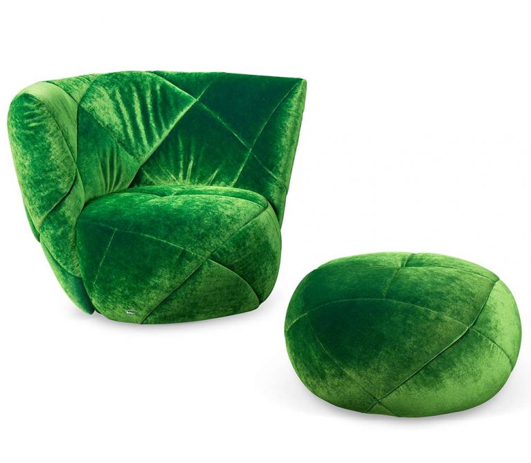Teratai Bretz Sessel in Grün mit Ottoman