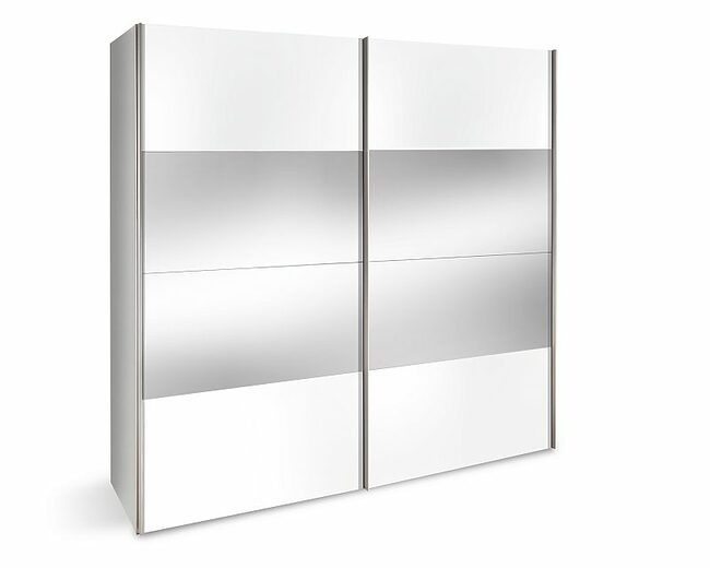 Schwebetürenschrank EDITION F- B ca. 250 cm, Weiß, Spiegel –