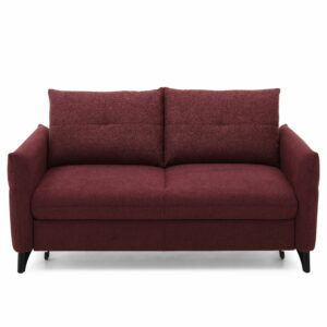 Sofa - 2-Sitzer, Schlaffunktion (manuell), Flachgewebe, Weinrot –