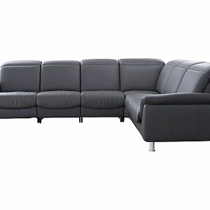 Sofa - 3-Sitzer mit Winkelecke rechts, Leder, Anthrazit –
