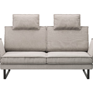 Sofa My - 2,5-Sitzer mit Rückenlehne/Armlehne verstellbar und Drehsitze inkl. Kopfstütze, Stoff, Hellgrau –