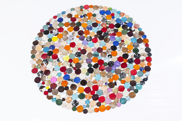 Teppich- D ca. 150 cm, Echtfell, Multicolor –