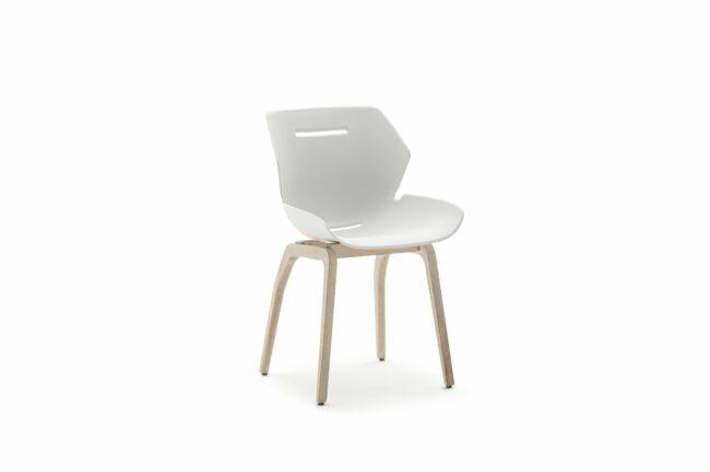 Stuhl Tooon - Kunststoffschale, Weiß, Gestell Holz –
