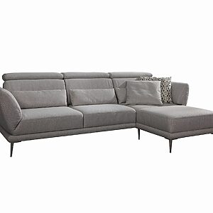 Sofa - 2,5 Sitzer mit Longchair rechts, Stoff, Graubeige –