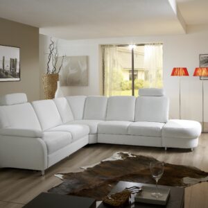 Sofa - 2,5 Sitzer mit Ecke rechts, Stoff, Weiß –