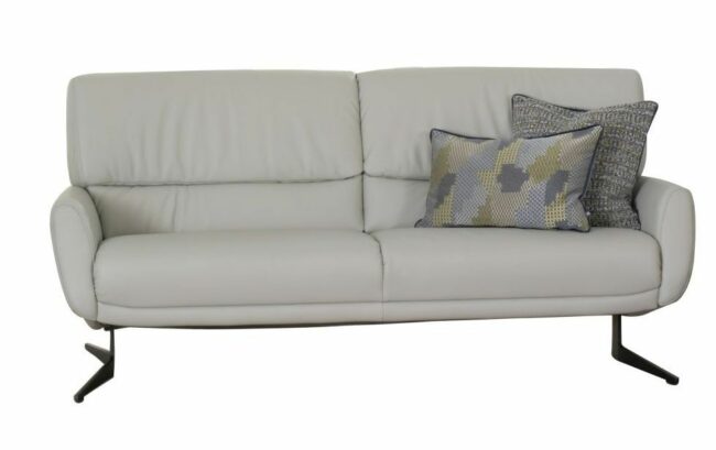 Sofa - 3-Sitzer, Leder, Silbergrau –