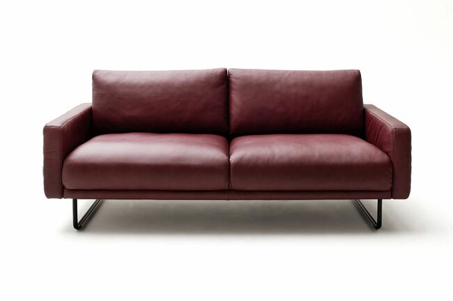 Sofa - 2,5 Sitzer, Leder, Rot –