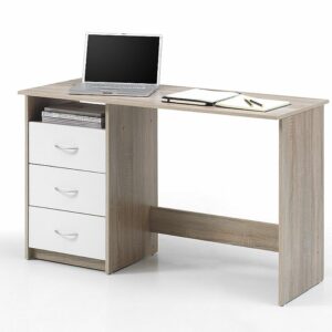 Schreibtisch- LB ca. 120x50 cm, Eiche Dekor/Weiß –