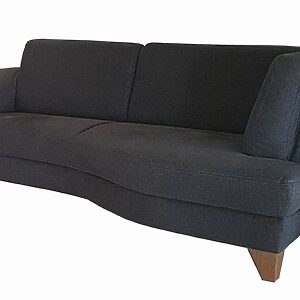 Sofa - 3-Sitzer mit geschwungener Sitzfläche, Stoff, Anthrazit –